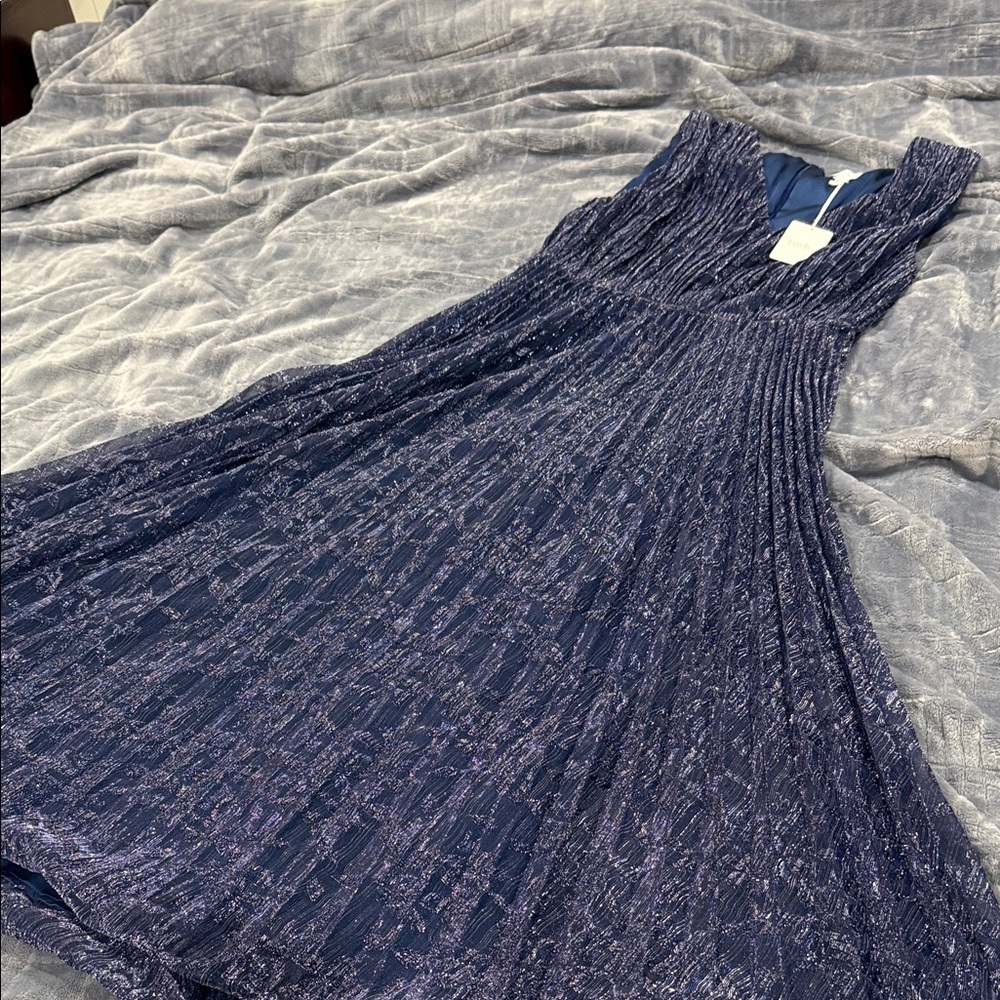 Johnny Was Navy Textured Maxi Dress